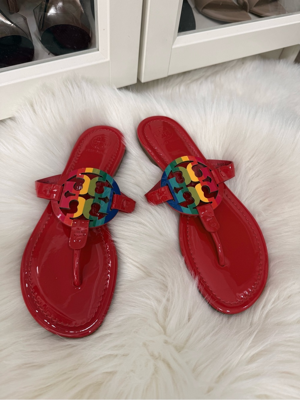 Tory Burch Red Patent Rainbow SALE
